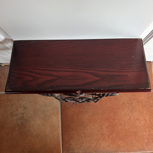 Metal wrought iron & wood decorative wall shelf Vintage display shelf - Picture 3 of 10